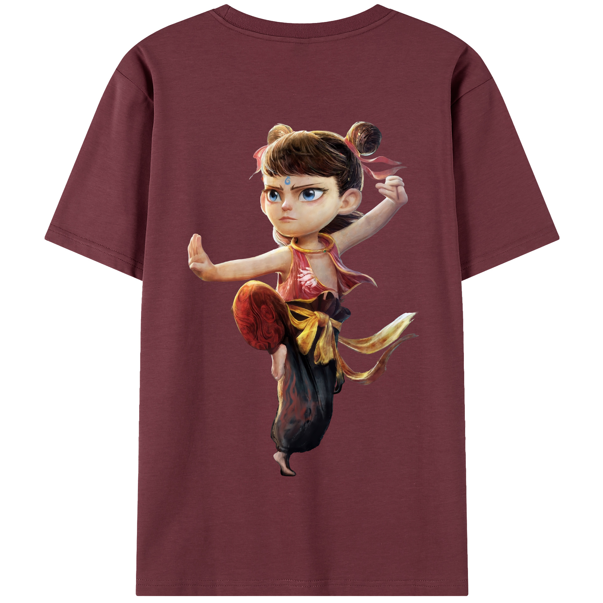 （画像用） Ne Zha 2 ナタ 魔童の大暴れ 綿100％半袖Tシャツ（背面プリント）